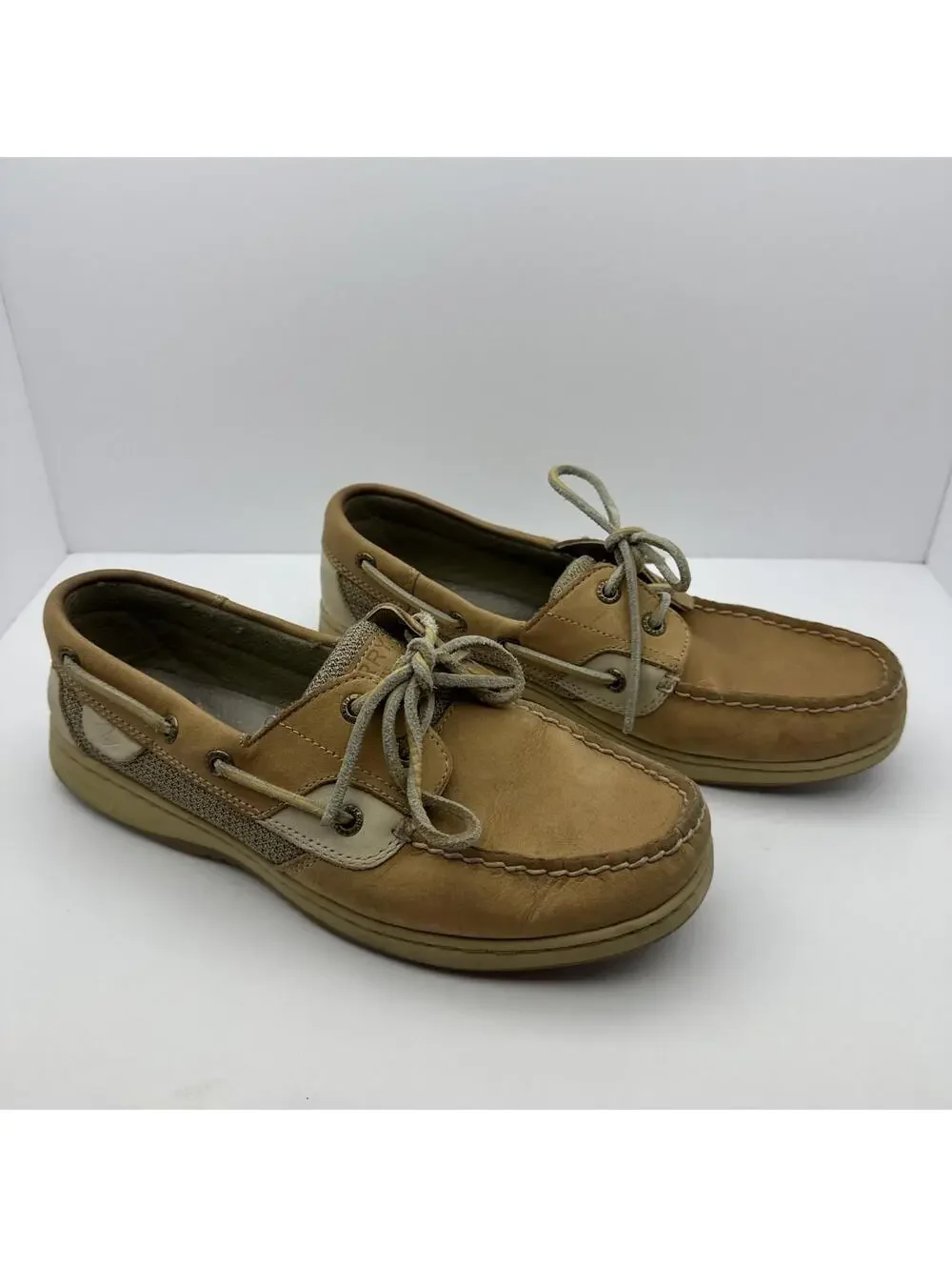 Sperry Topsider Bluefish Women's 8.5W Tan Leather & Fabric Deck Shoes